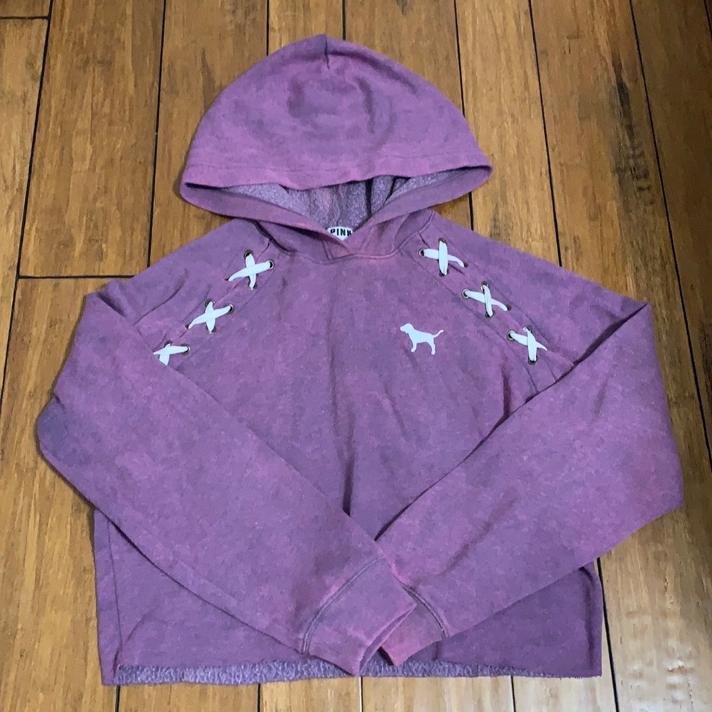 Pink/Victoria Secret purple sweater with a hood